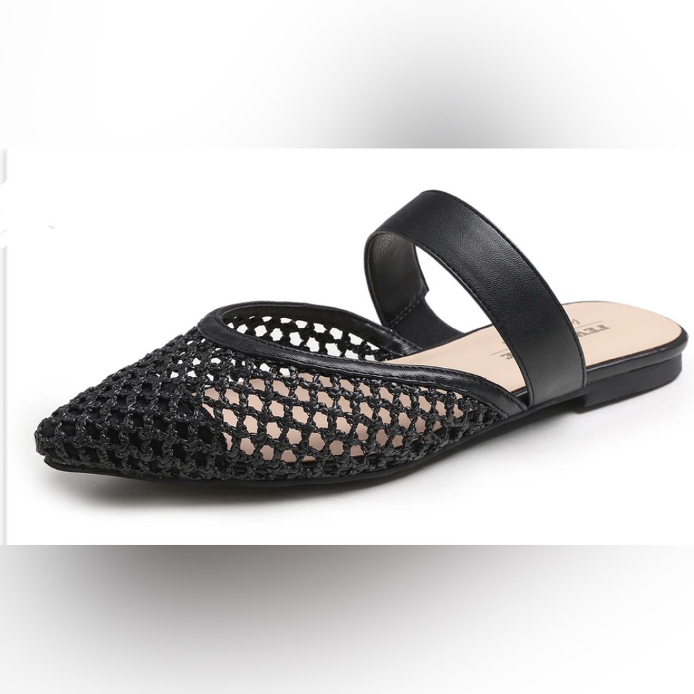 Feversole Pointed Toe Slingback Flat Mules